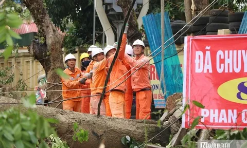 Thợ áo cam căng mình dựng lại nguồn điện sau bão số 5