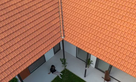 Thiết kế nhà cấp 4 hiện đại vẫn giữ được vườn và ao phía trước