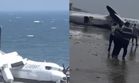 NÓNG: Máy bay chở 55 người gãy cánh, rơi xuống khu vực ven biển