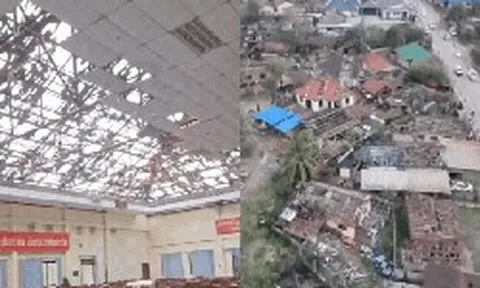 Mưa đá dội xuống Viêng Chăn: Hàng nghìn mái nhà bị "xé toạc", trường học, chùa chiền cũng bị phá hủy, người dân bàng hoàng trong cảnh đổ nát