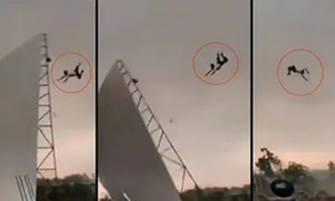Người đàn ông bị bão hất văng lên cao 15m, khoảnh khắc được camera ghi lại khiến dân mạng bàng hoàng