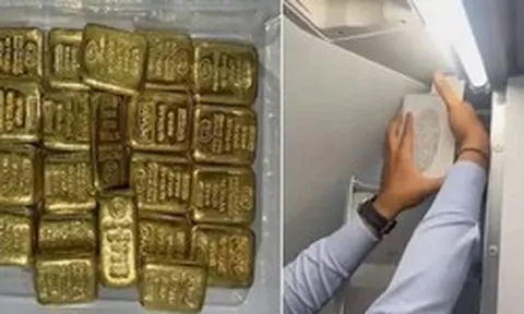Phát hiện 24 thỏi vàng nặng gần 3 kg, trị giá gần 13 tỷ đồng giấu trong hộp loa thông báo trên máy bay